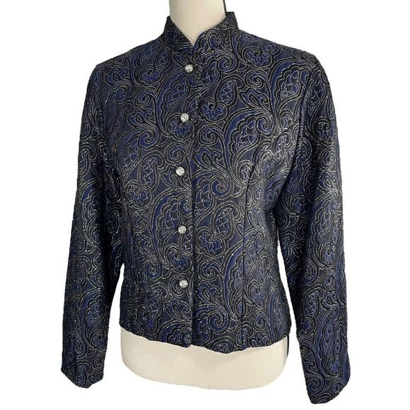 MSK Button Up Blazer Jacket Navy Blue - Picture 1 of 8